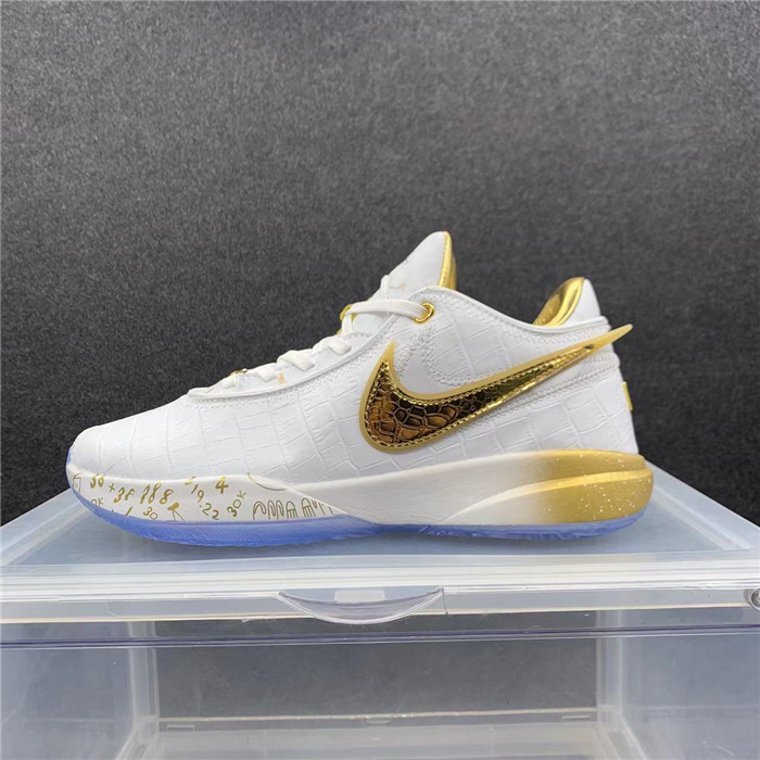 Men's Running weapon LeBron James 20 White/Gold Shoes 0102 Men's Running weapon LeBron James 20 White/Gold Shoes 0102